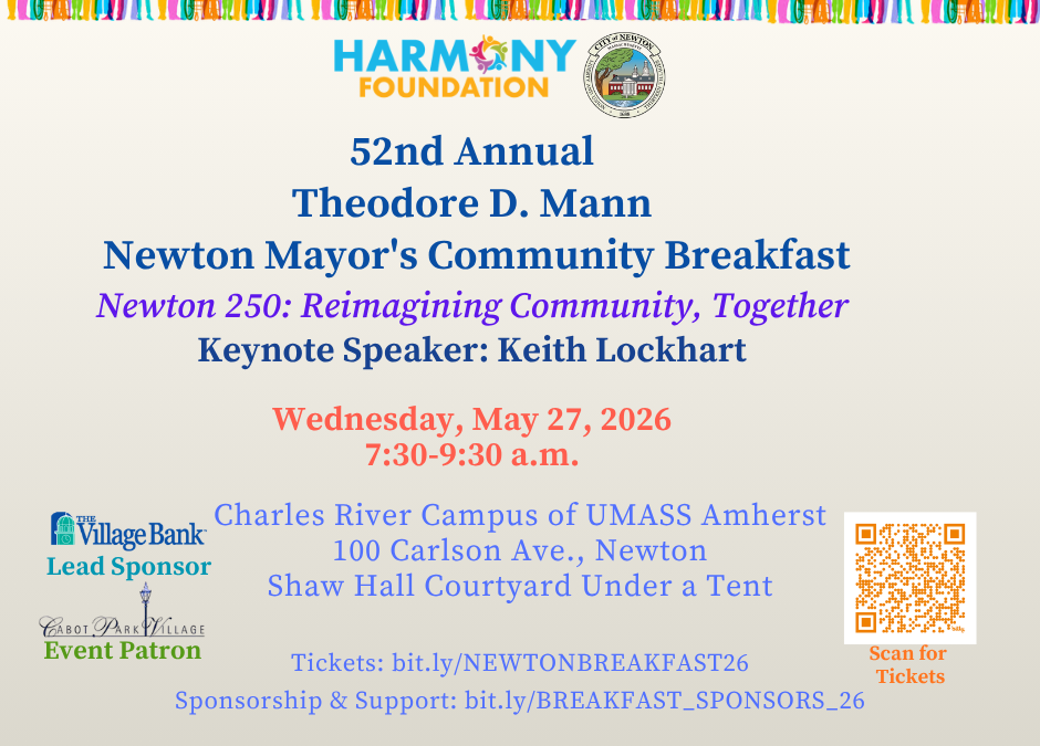 We can’t wait to see you at the 52nd  Annual Mayor’s Community Breakfast Wed., May 27, 2026